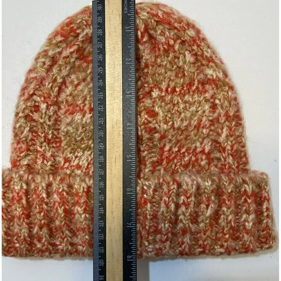 Frye & Co NWT Scarlet Space Dye Beanie & Matching Gloves w/Cuff Coral Tan Cream - Picture 7 of 12